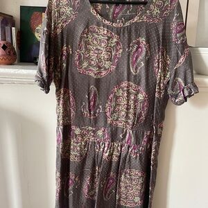 Isabel Marant Étoile Gray Midi Dress with Pink and Cream Paisley